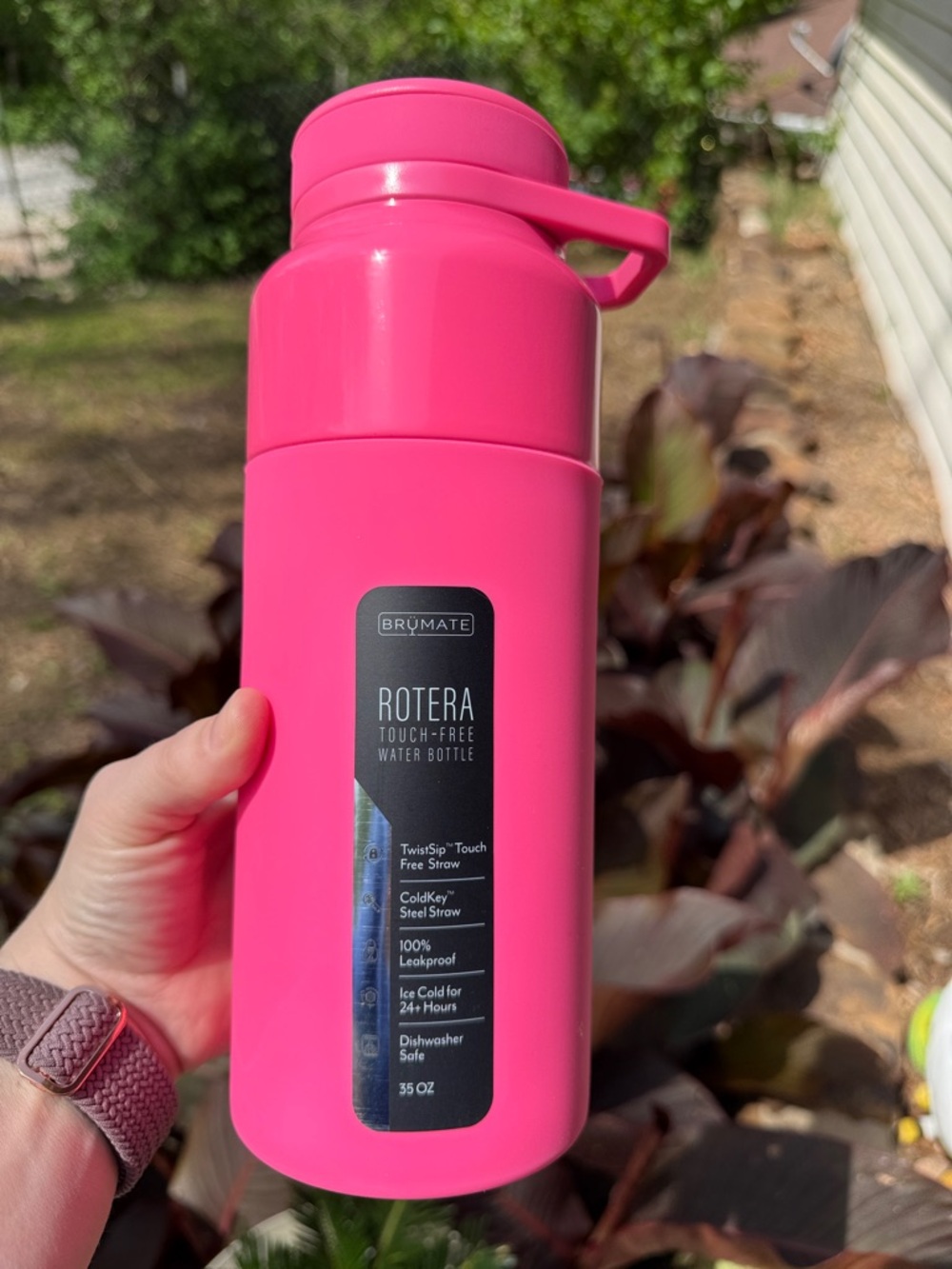 BrüMate Rotera Touch-Free Water Bottle - Neon Pink